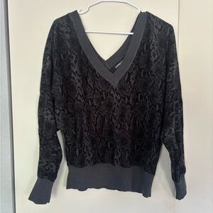 Express Black and Gray V-Neck Sweater